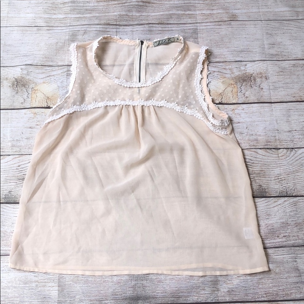 Chloe K (Nordstrom) Sheer cream blouse w/zipper